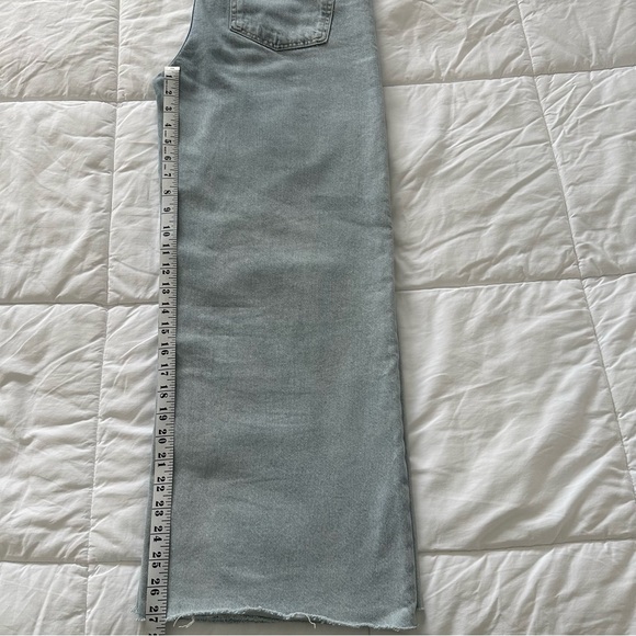 ZARA Light Blue Mid-Rise Wide-leg Culotte Jeans US 6 Womens Cropped Zipper Fly - Picture 8 of 9